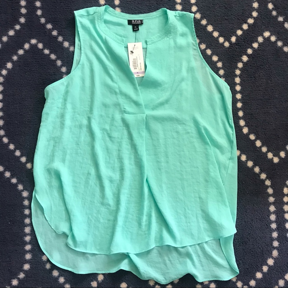 NWT a.n.a. Mint Green Sleeveless High-Low Blouse